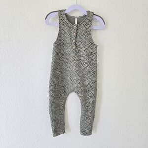 Rylee + Cru Olive Green Micro dots Jumpsuit Button Down Relaxed 12-18 m